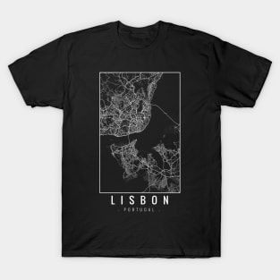 Lisbon Portugal Minimalist Map T-Shirt